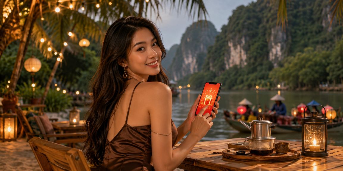 Người dùng tại Ninh Bình nhận phong bao đỏ thưởng Tết từ tl88 bên tách cà phê sáng